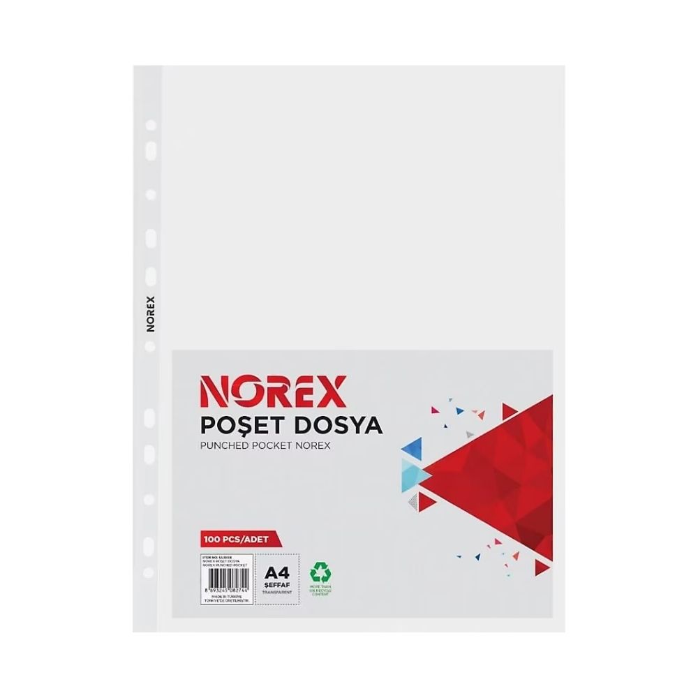 Norex Delikli Poşet Dosya Süper Eco A4 100'lü Paket