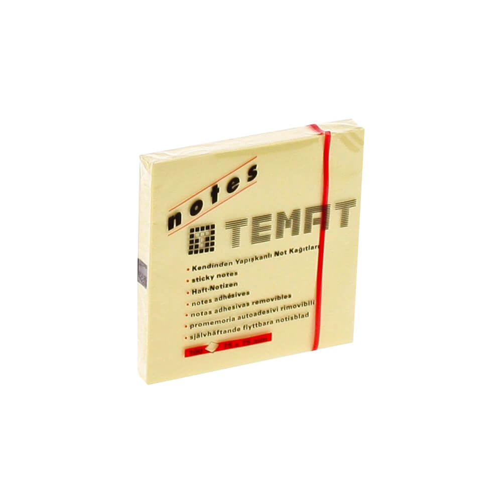 Temat Yapışkanlı Not Kağıdı 75x75 mm Sarı